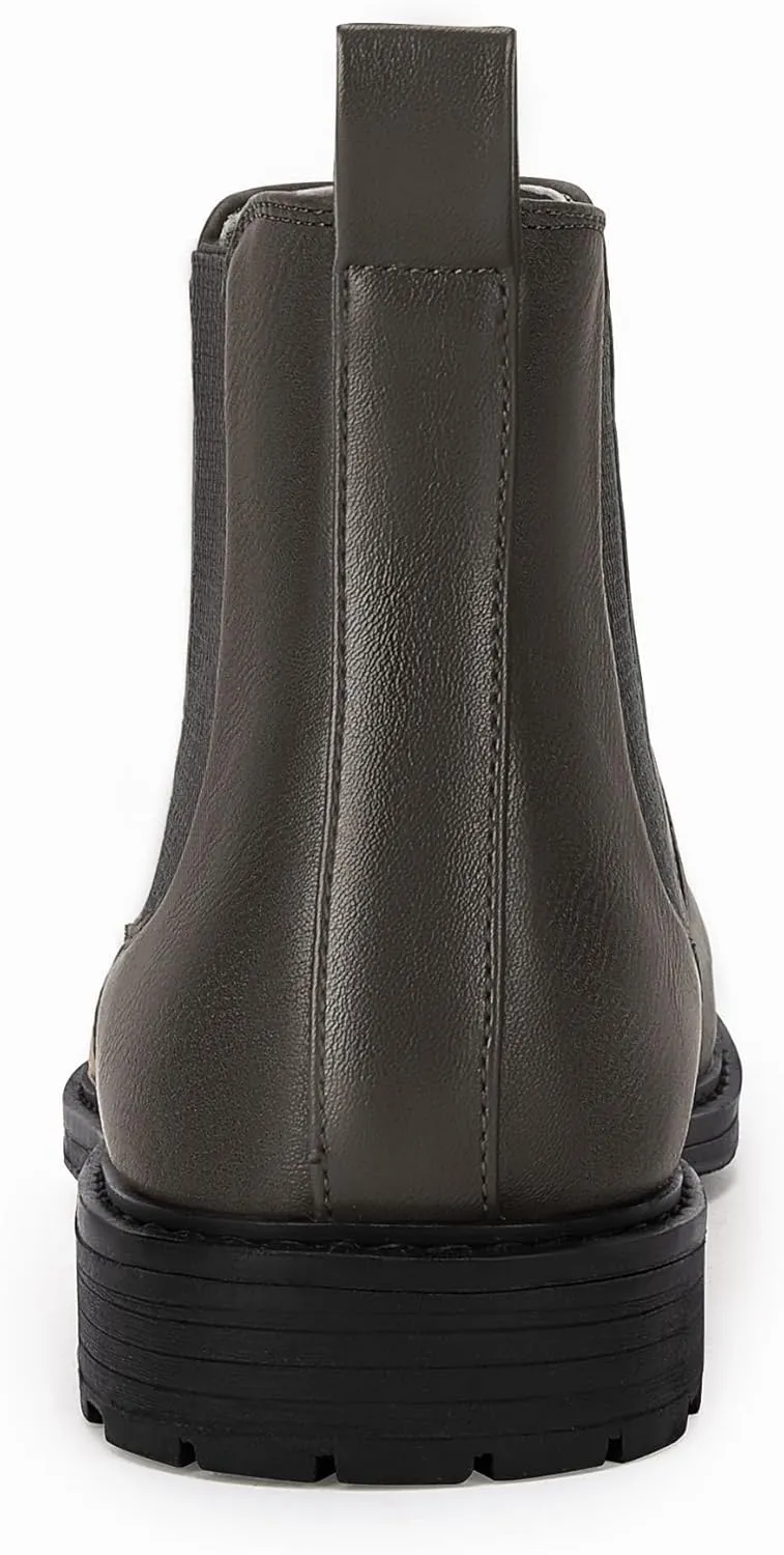 Coutgo Men's Ankle Boots Chelsea Booties Round Toe Slip on Waterproof Leather Dress Booties for Men