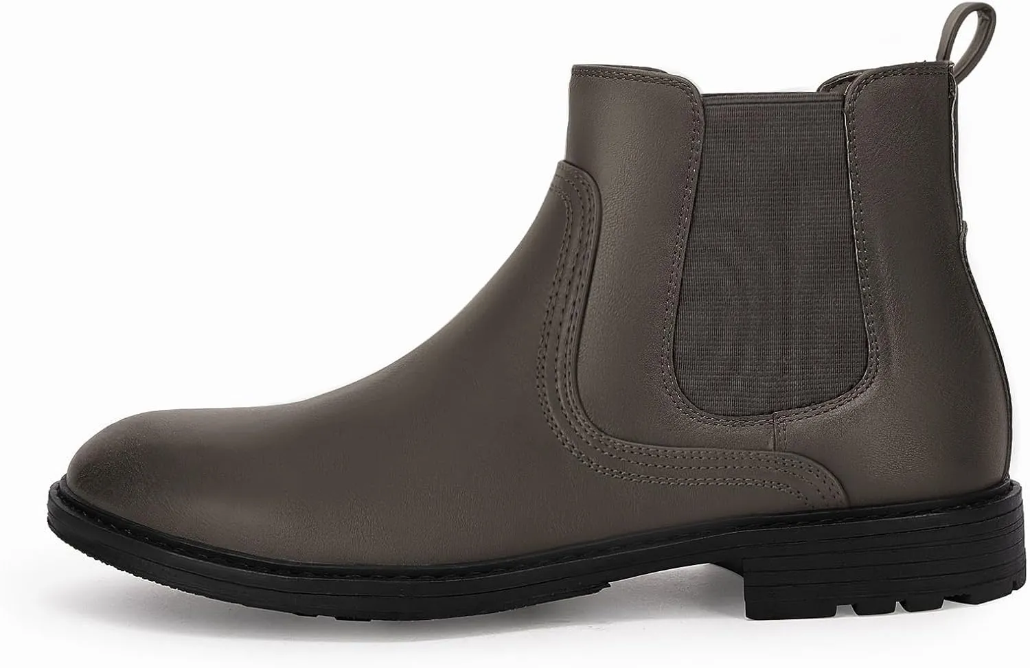 Coutgo Men's Ankle Boots Chelsea Booties Round Toe Slip on Waterproof Leather Dress Booties for Men