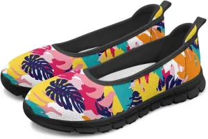 Creative Plants Print Ballet Flats Shoes for Women Slip On Platform Loafers Round Toe Soft Mesh Breathable Casual Sneakers Daily Wear
