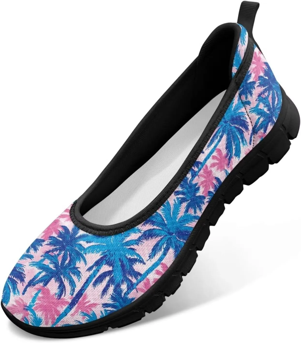 Creative Plants Print Ballet Flats Shoes for Women Slip On Platform Loafers Round Toe Soft Mesh Breathable Casual Sneakers Daily Wear