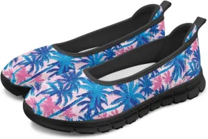 Creative Plants Print Ballet Flats Shoes for Women Slip On Platform Loafers Round Toe Soft Mesh Breathable Casual Sneakers Daily Wear