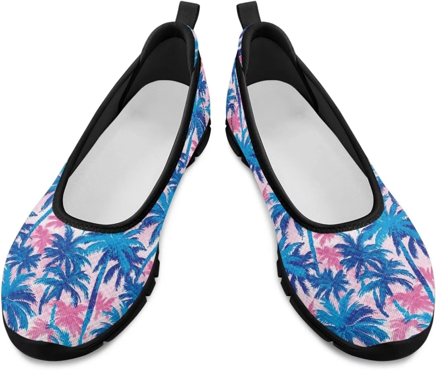 Creative Plants Print Ballet Flats Shoes for Women Slip On Platform Loafers Round Toe Soft Mesh Breathable Casual Sneakers Daily Wear
