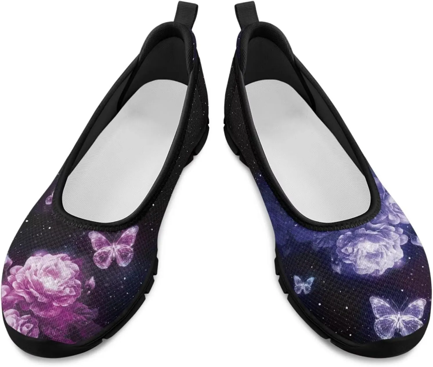 Creative Stylish Floral Print Ballet Flats for Women Slip On Mesh Breathable Casual Sneakers Fit Comfort Ballerina Loafers Daily Wear