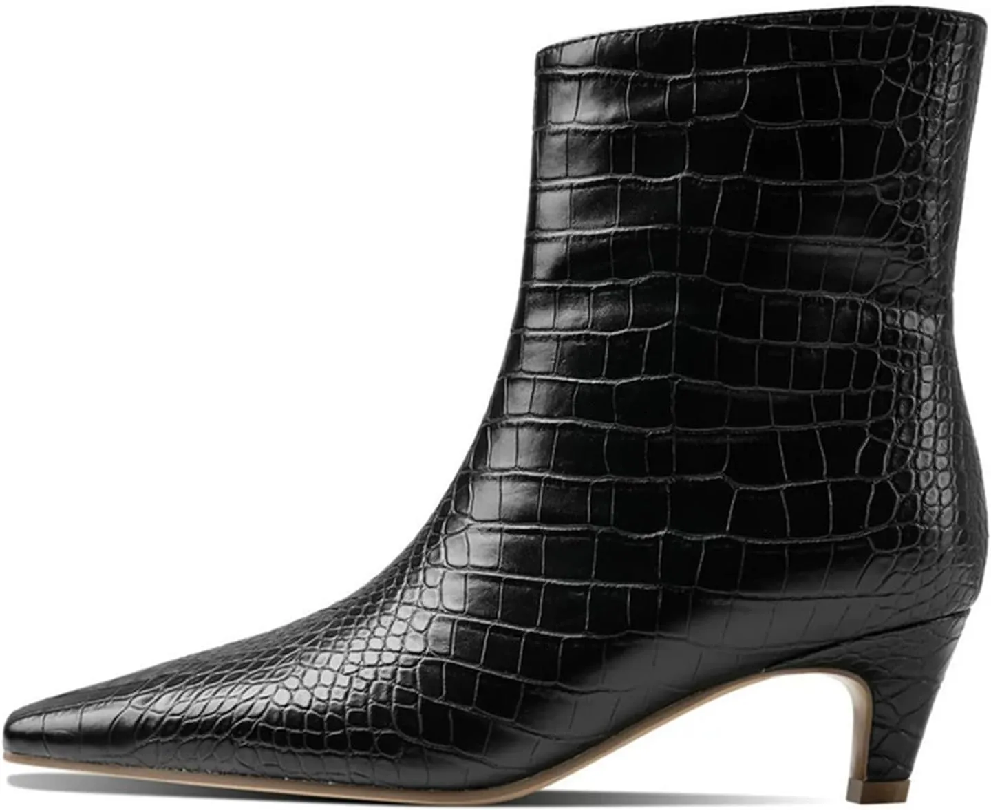 Crocodile Patterned High-Heeled Short Boots,Comfortable High Heels,High-Heeled Pointed Boots,Suitable For All Seasons