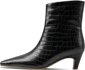 Crocodile Patterned High-Heeled Short Boots,Comfortable High Heels,High-Heeled Pointed Boots,Suitable For All Seasons
