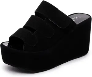 CROSSBABY Women’s Fish Mouth Open Toe Platform Wedge Sandals,Fashion Comfortable Non-Slip Slip on Lightweight Outdoor Wedges Slides Sandal Casual Shoes