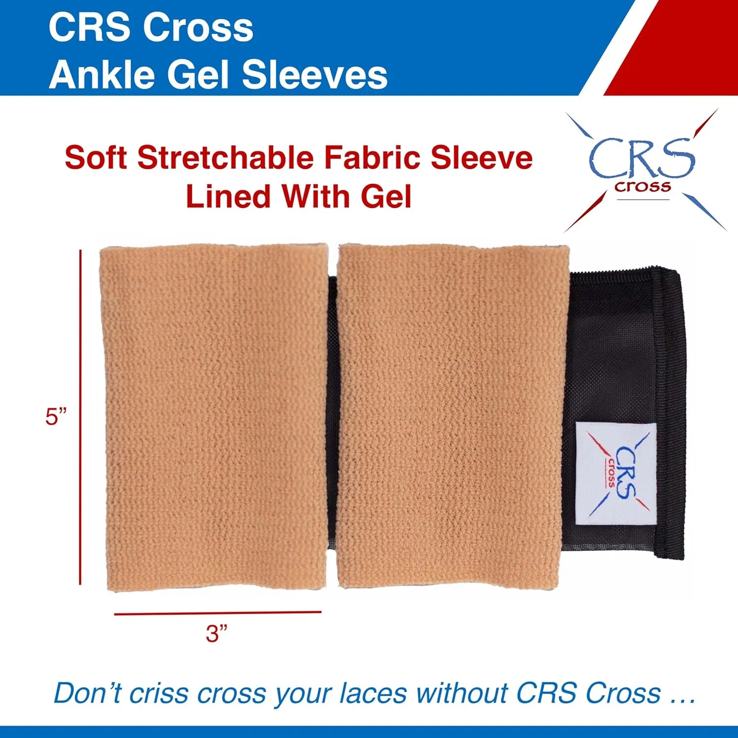 CRS Cross Ankle Gel Sleeves. One Pair of Premium Padded Skate Socks to Cushion and Protect Ankle, Foot and Leg for Figure Skating, Ice Hockey, Roller, Inline Skates. Riding or Ski Boots.