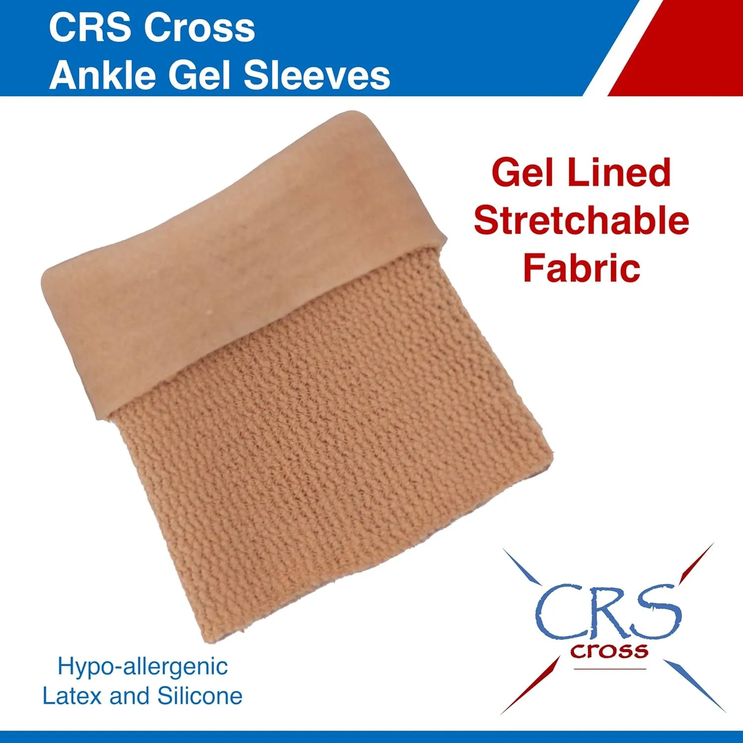 CRS Cross Ankle Gel Sleeves. One Pair of Premium Padded Skate Socks to Cushion and Protect Ankle, Foot and Leg for Figure Skating, Ice Hockey, Roller, Inline Skates. Riding or Ski Boots.