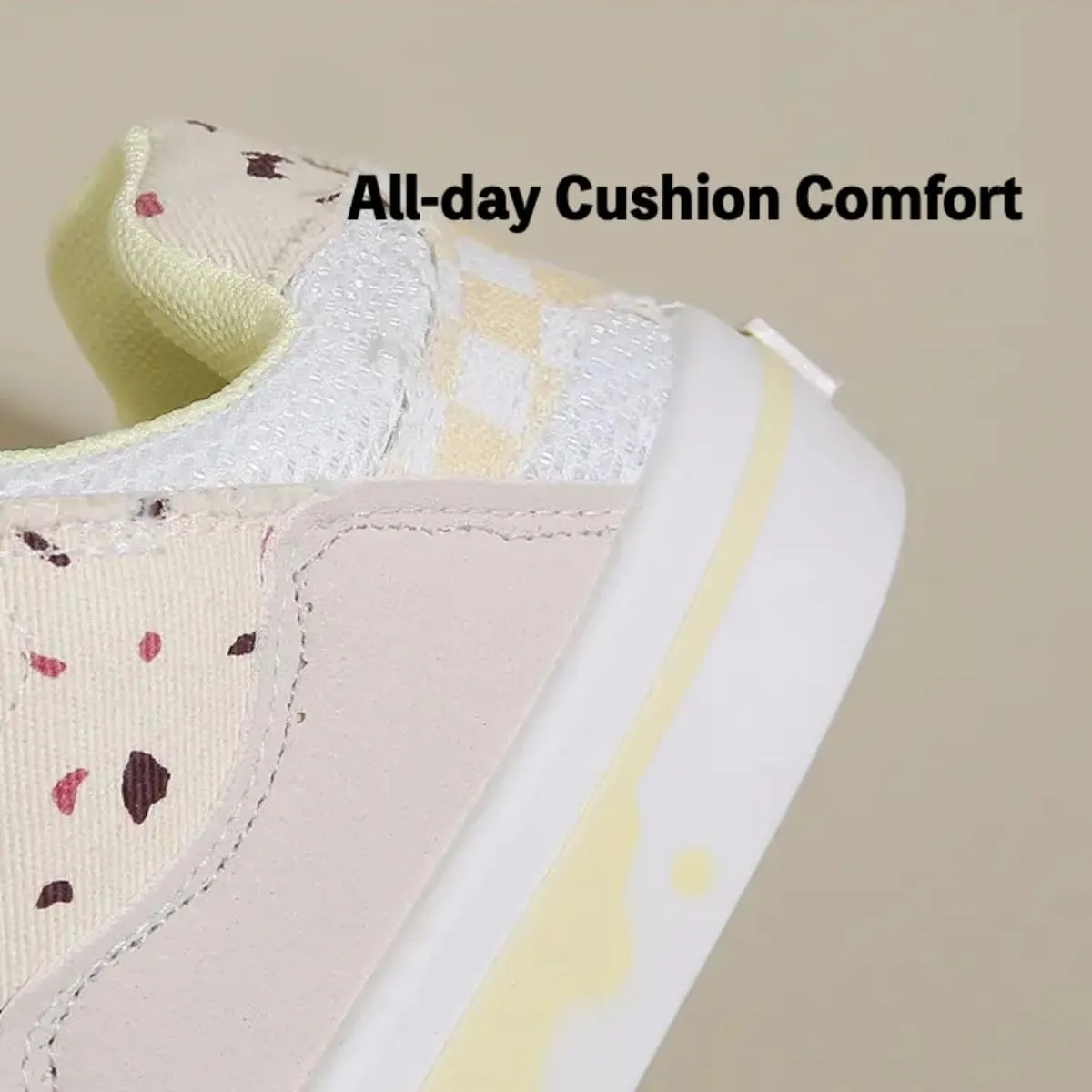 Cute Dessert Print Sneakers for Girls Y2K Pastel Ice Cream Chunky Platform Shoes Anti-Slip Low-Top Canvas Kawaii Aesthetic Fashion Sneaker for Teens & Women