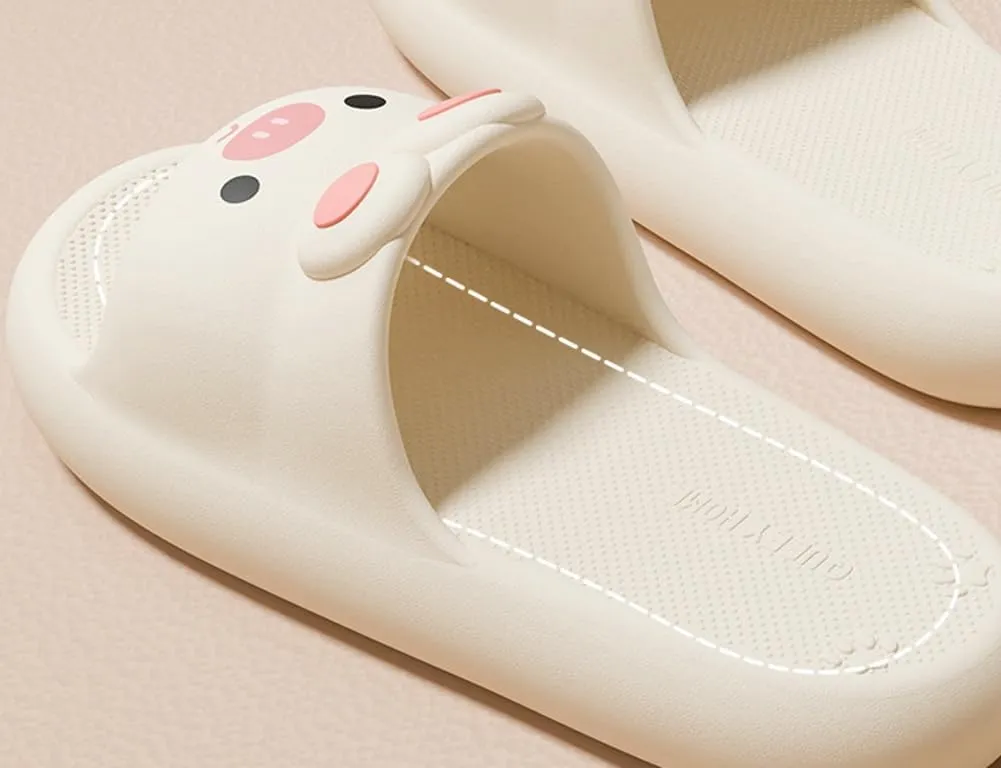 Cute Pig Slippers Women Pillow Slides Summer Cartoon Animal Slide Sandals Anti-Slip Outdoor House Bathroom Shower Shoes
