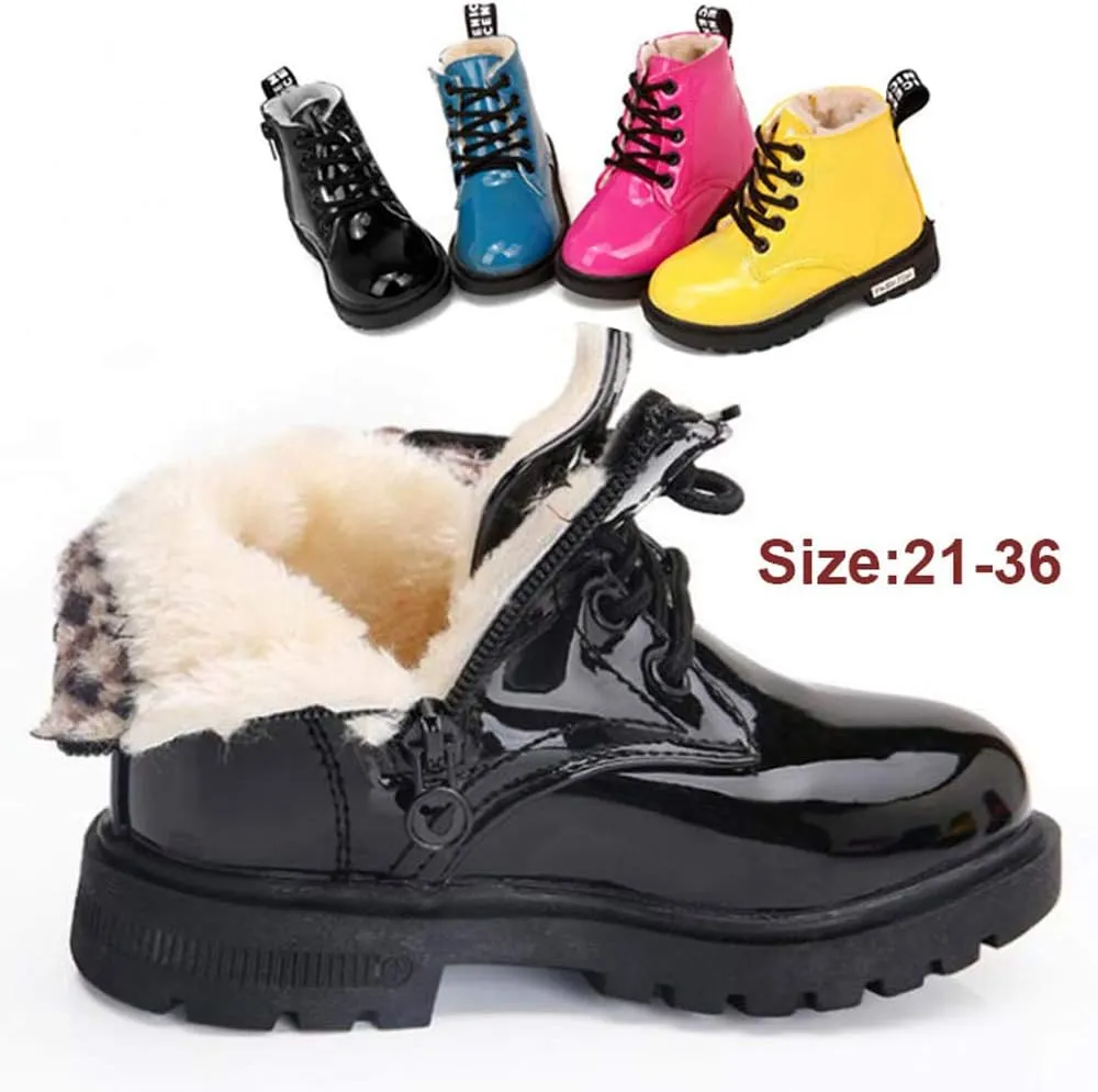 Daclay Kids Boots Children Boys and Girls Candy-Colored Waterproof and Velvet Boots