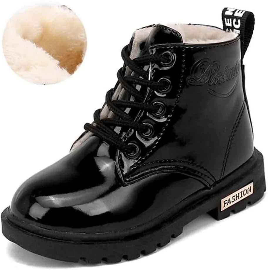 Daclay Kids Boots Children Boys and Girls Candy-Colored Waterproof and Velvet Boots