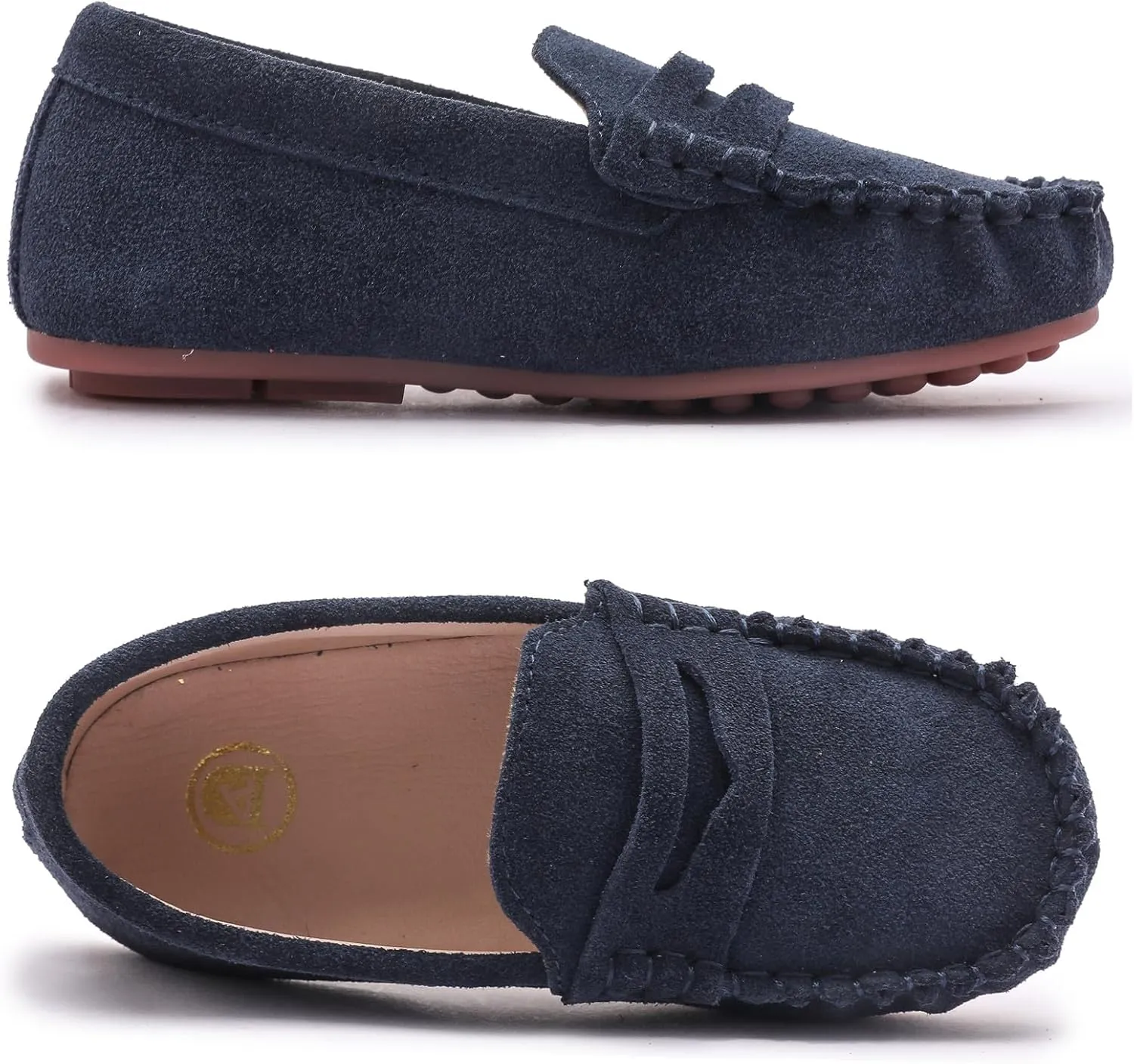 DADAWEN Toddler Little Kid Boys Girls Soft Suede Leather Slip On Loafer Flats Dress Shoes Casual Boat Shoes Wedding Church School Oxford Shoes Loafers