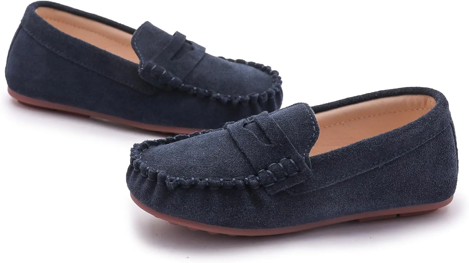 DADAWEN Toddler Little Kid Boys Girls Soft Suede Leather Slip On Loafer Flats Dress Shoes Casual Boat Shoes Wedding Church School Oxford Shoes Loafers