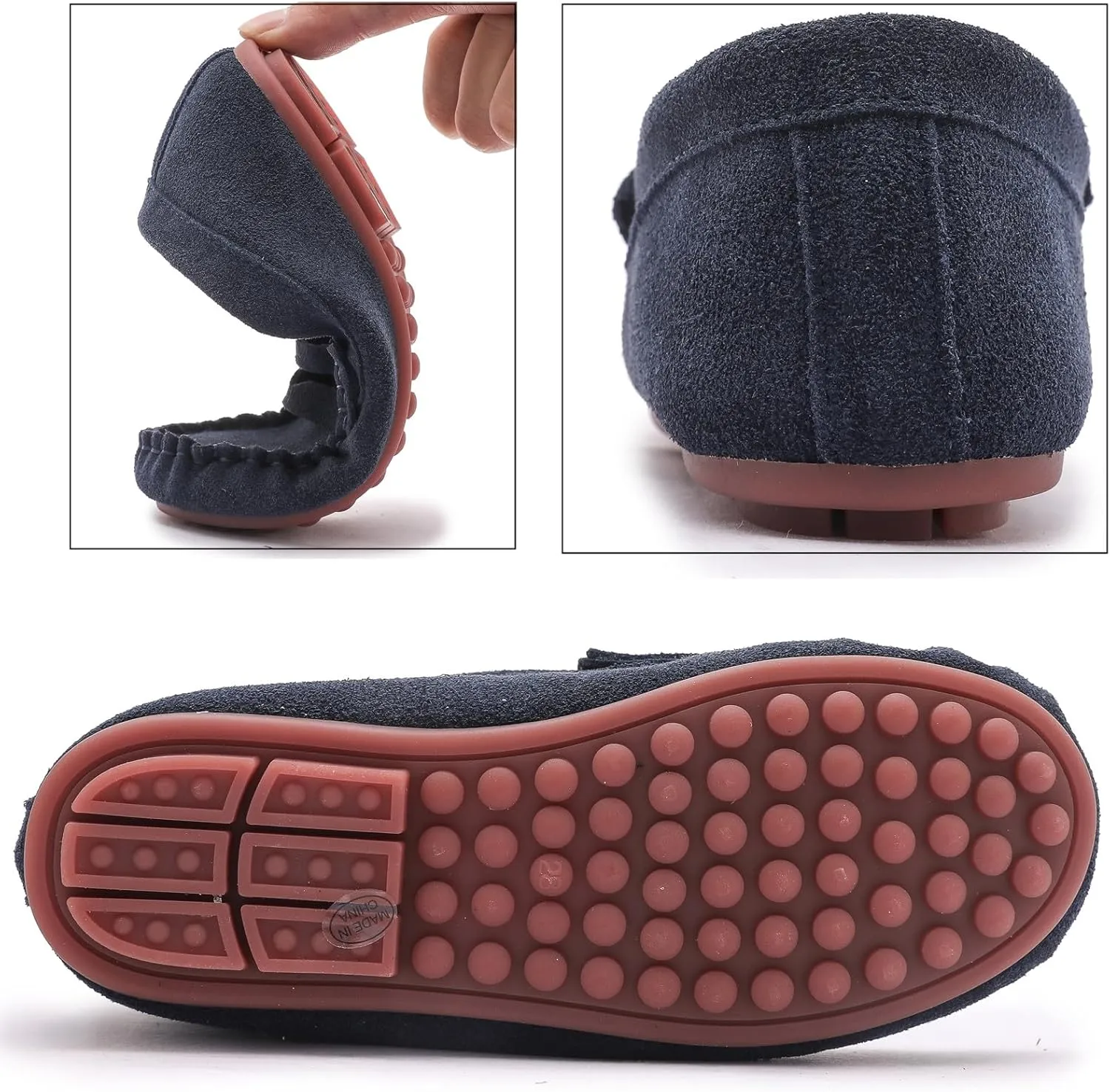 DADAWEN Toddler Little Kid Boys Girls Soft Suede Leather Slip On Loafer Flats Dress Shoes Casual Boat Shoes Wedding Church School Oxford Shoes Loafers