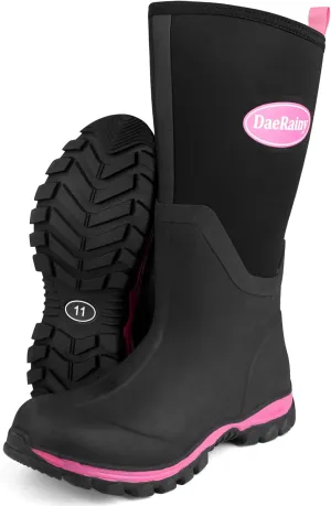 DaeRainy Rubber Rain Boots for Women Waterproof Boots Durable Neoprene Boots Insulated Mud Hunting Work Shoes for Outdoor Fsh Pond, Gradens,Hike,Farms