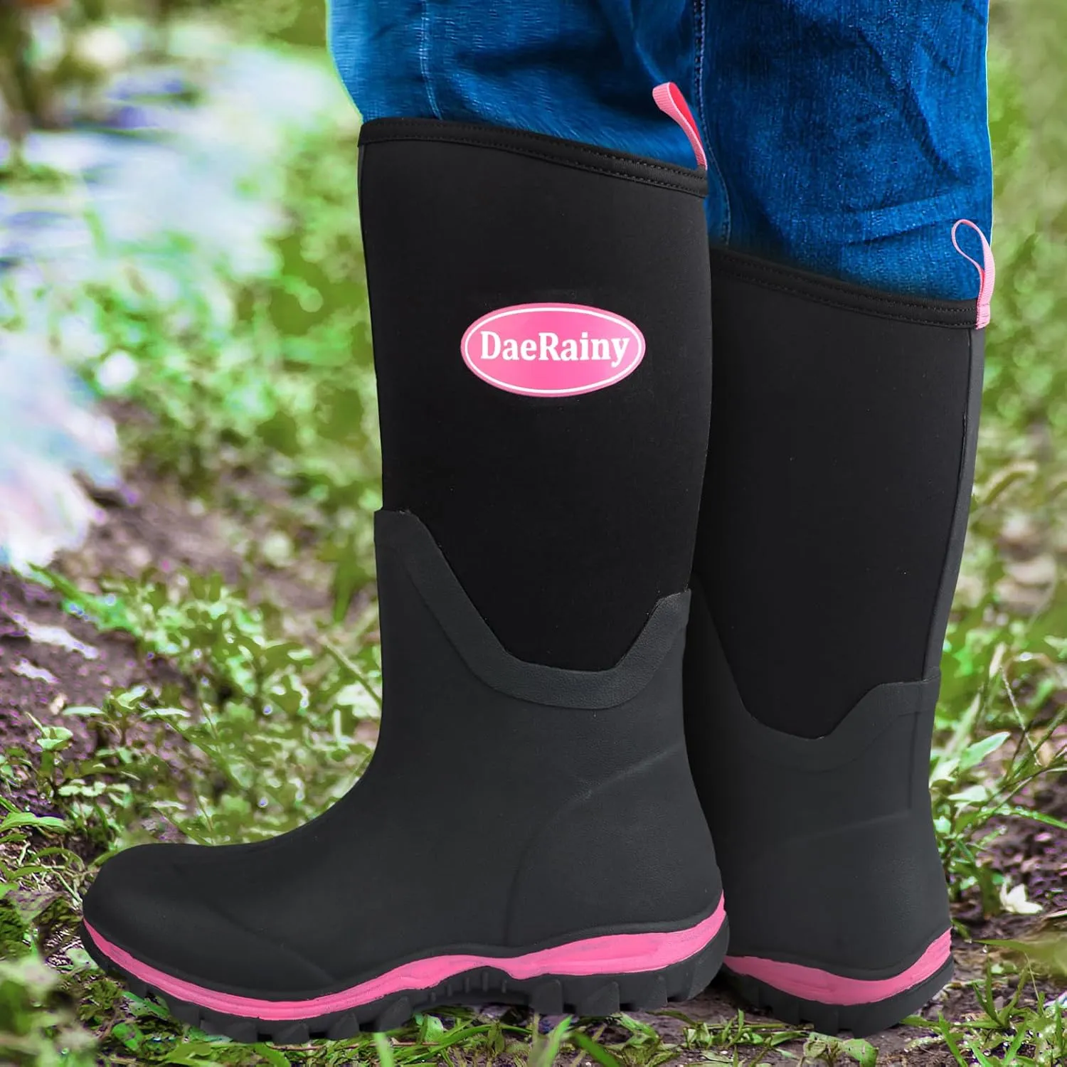 DaeRainy Rubber Rain Boots for Women Waterproof Boots Durable Neoprene Boots Insulated Mud Hunting Work Shoes for Outdoor Fsh Pond, Gradens,Hike,Farms
