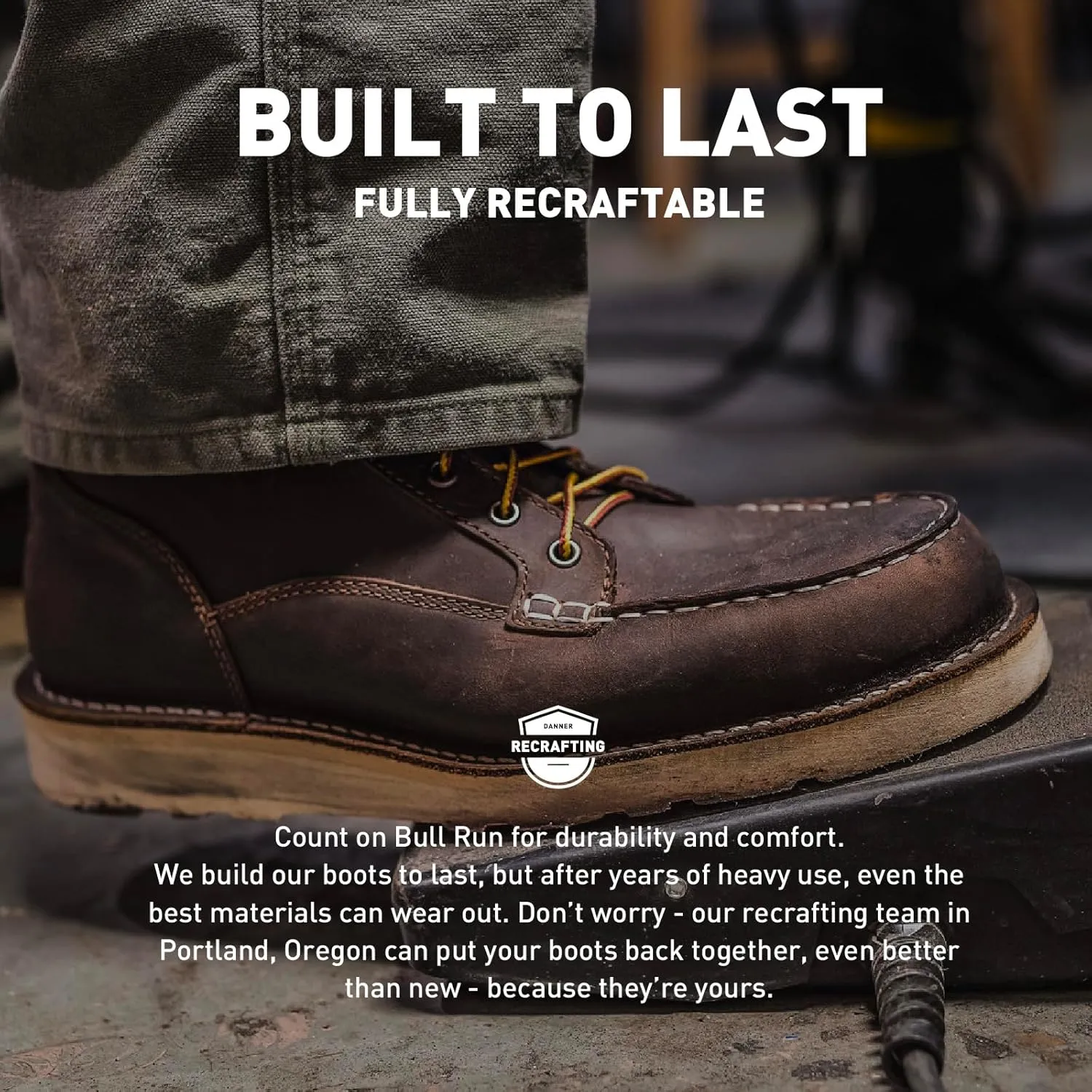 Danner 6” Bull Run Steel Toe Work Boots for Men - Oiled Full-Grain Leather with Non Slip Wedge Outsole and 3-Density Cushion Footbed, EH Resistant