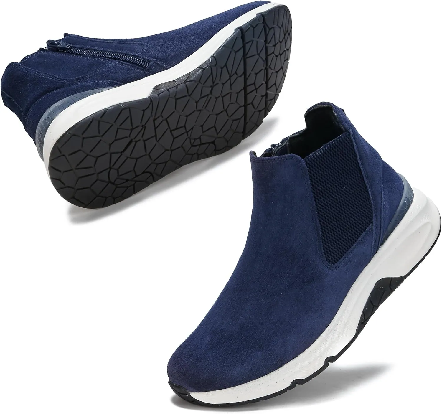 DASENGYE Non Slip Suede Chelsea Boots Women Fashion Elastic Ankle Booties Comfortable No Heel Walking Shoes Women