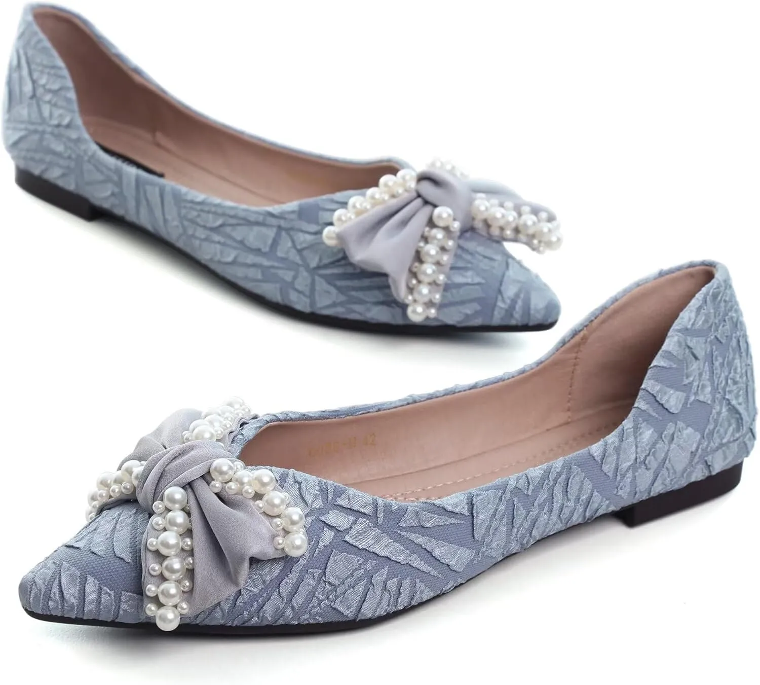 Dear Time Women's Casual Flats Bowknot Pointed Toe Ballet Flats Dressy Bridal Shoes Slip Ons Loafers for Women Comfortable Shoes