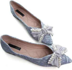 Dear Time Women's Casual Flats Bowknot Pointed Toe Ballet Flats Dressy Bridal Shoes Slip Ons Loafers for Women Comfortable Shoes