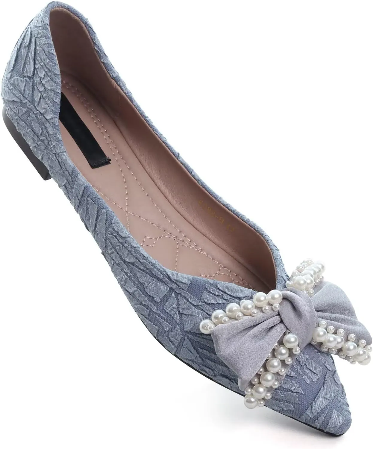 Dear Time Women's Casual Flats Bowknot Pointed Toe Ballet Flats Dressy Bridal Shoes Slip Ons Loafers for Women Comfortable Shoes