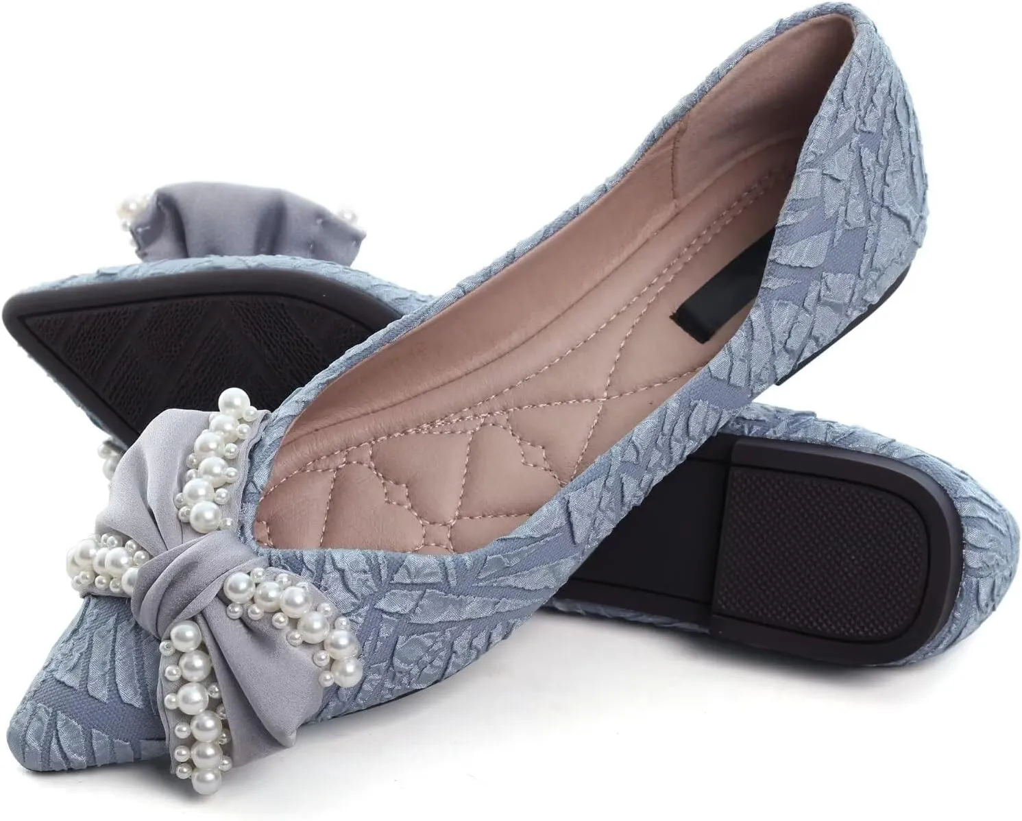 Dear Time Women's Casual Flats Bowknot Pointed Toe Ballet Flats Dressy Bridal Shoes Slip Ons Loafers for Women Comfortable Shoes