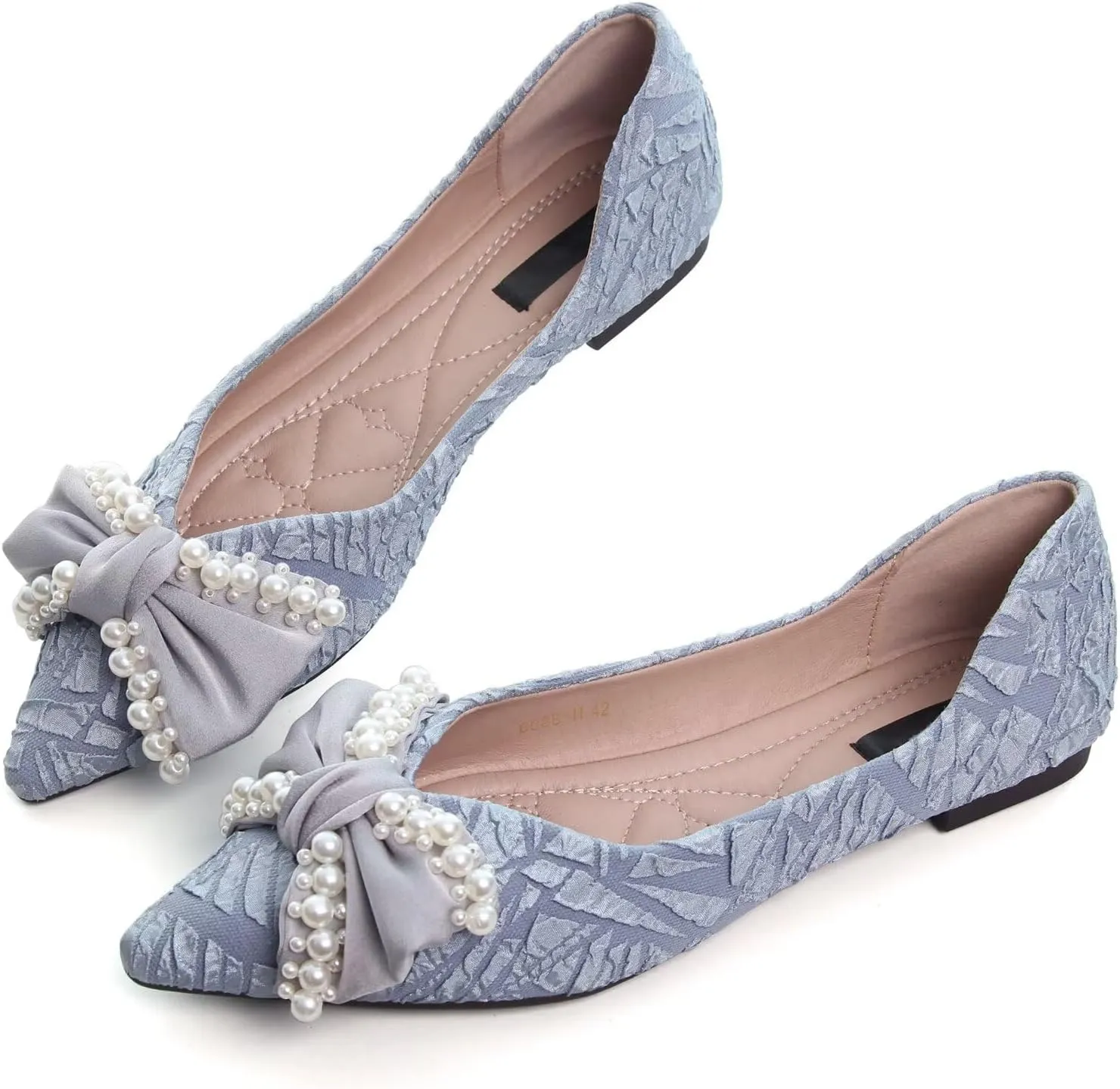 Dear Time Women's Casual Flats Bowknot Pointed Toe Ballet Flats Dressy Bridal Shoes Slip Ons Loafers for Women Comfortable Shoes