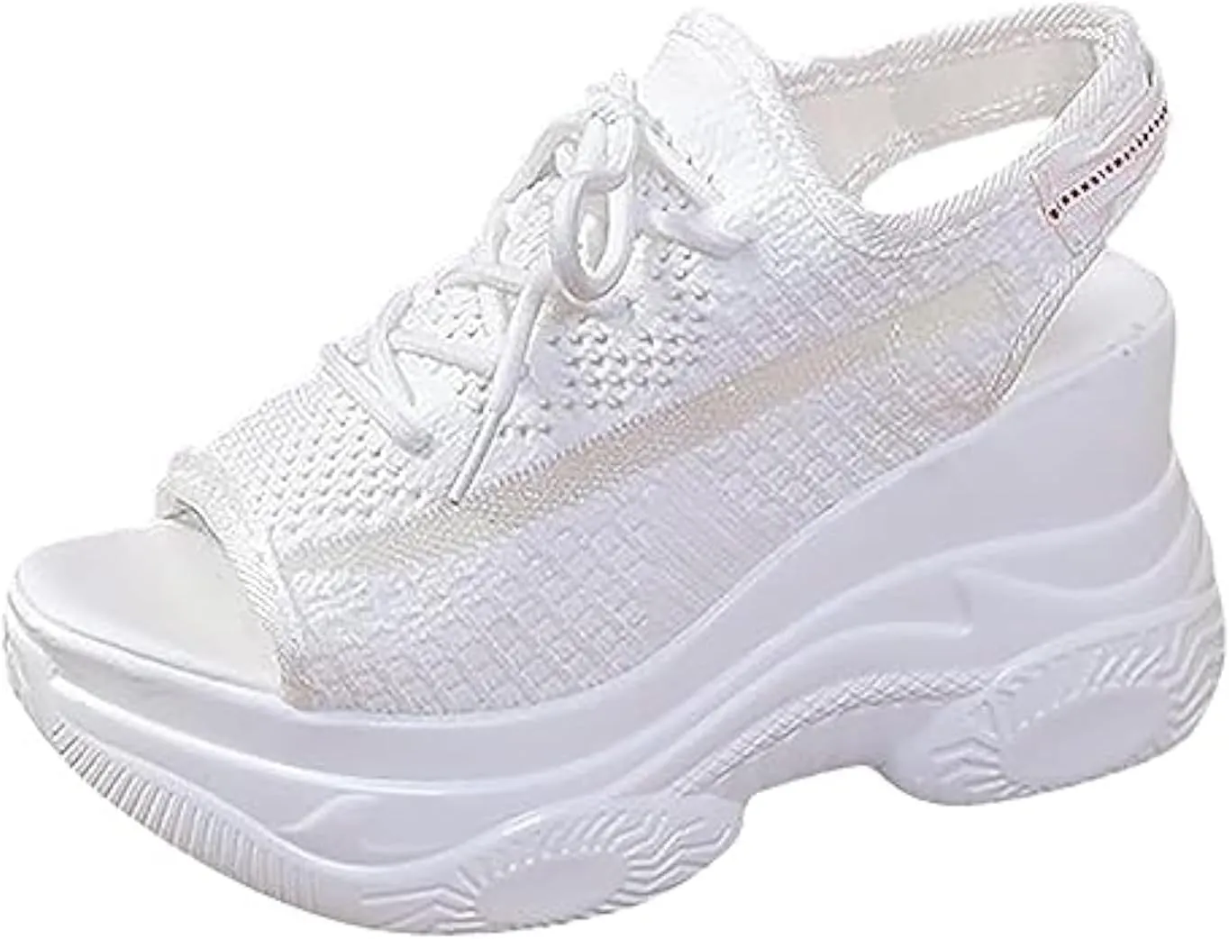 DESESE XHOGNLS Women's Hollow Out Platform Wedge Sandals Non-Slip Breathable Lace-Up Fish Mouth Sneakers Casual Summer Hollow_Out Open Toe Sport Shoes