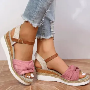 Dheva-C Orthopedic Wedge Sandals for Women Open Toe Ankle Strap Platform Sandals Casual Strappy Low Wedges Sandals Zipper Summer Beach Sandals Dress Shoes Comfortable Outdoor Shoes (*A-Pink, 8)