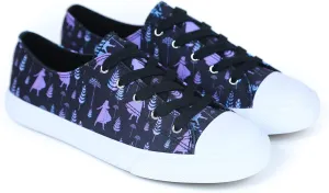 Disney Frozen Women's Canvas Sneakers Elsa & Anna Adult Shoes for Women and Teen Girls, Stitch Inspired Fashion - Magical Footwear for Every Disney Enthusiast, Black/Purple