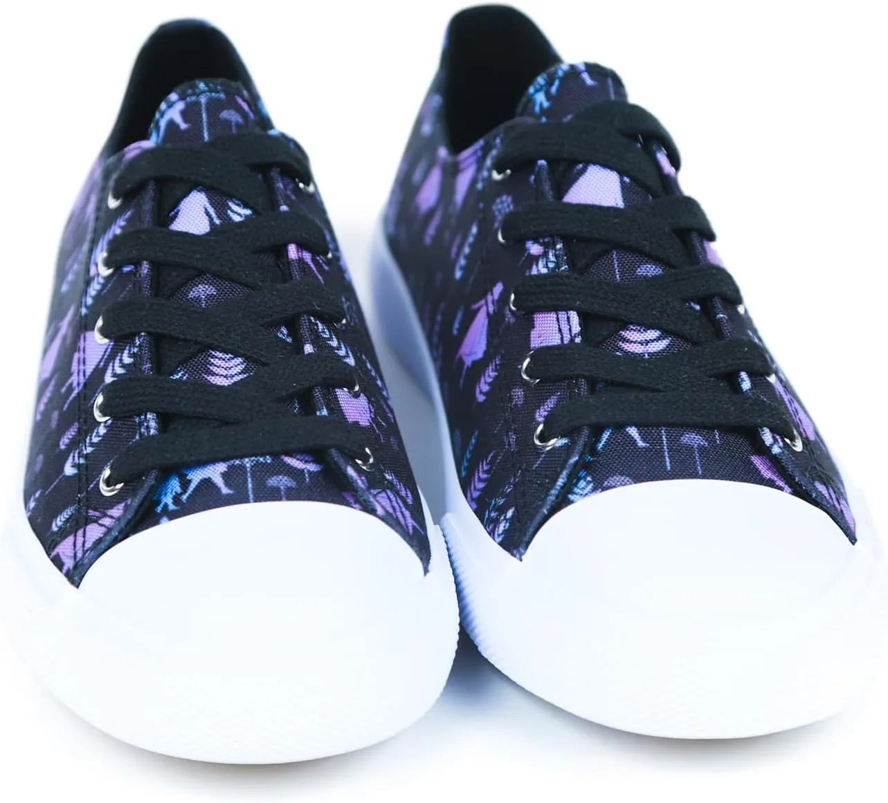 Disney Frozen Women's Canvas Sneakers Elsa & Anna Adult Shoes for Women and Teen Girls, Stitch Inspired Fashion - Magical Footwear for Every Disney Enthusiast, Black/Purple