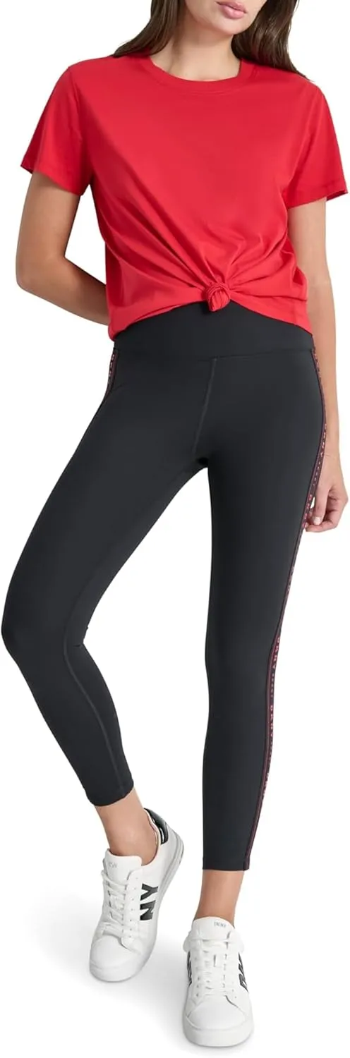 DKNY Women's Logo Tape High Waisted 7/8 Compression Legging