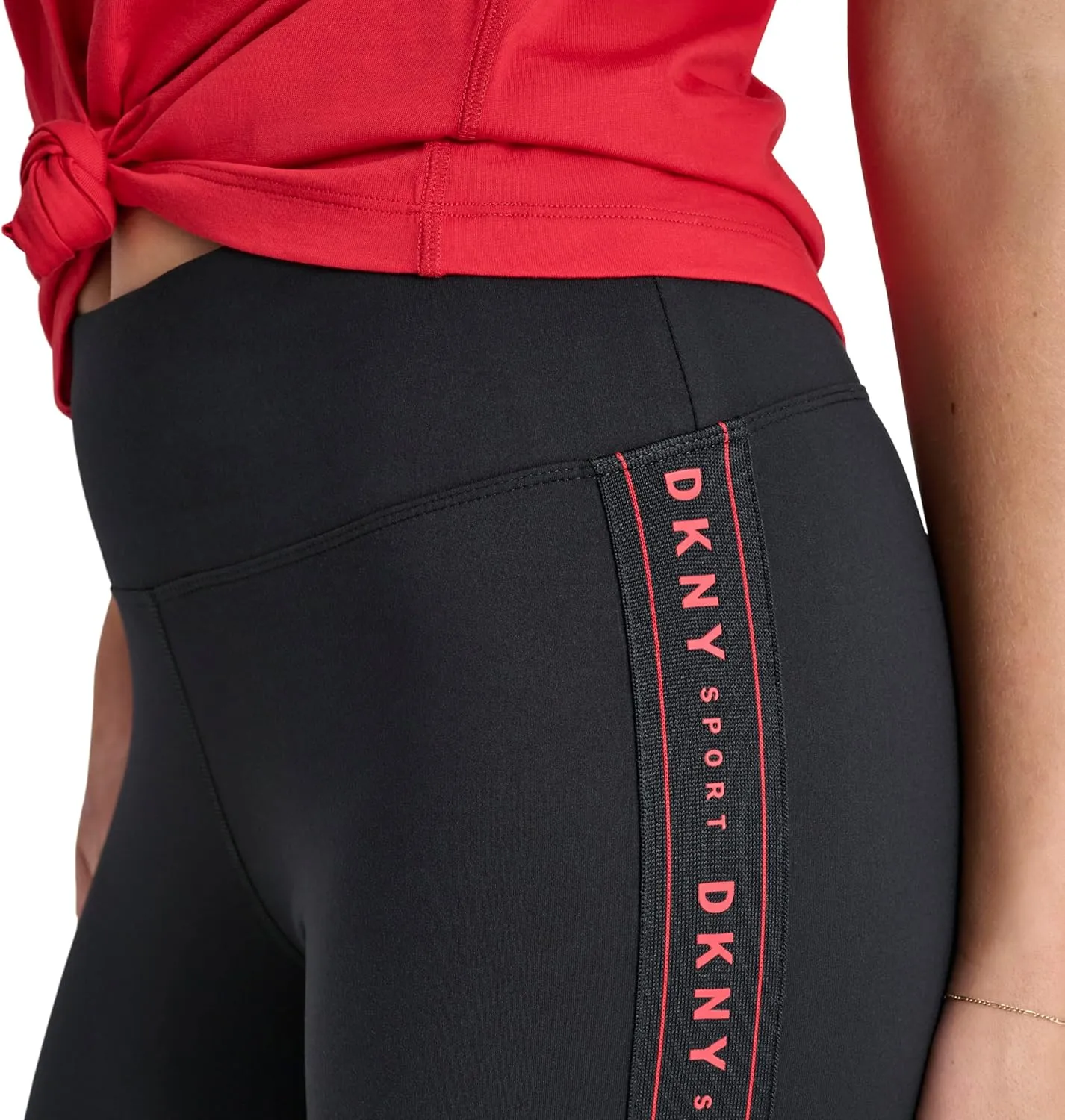 DKNY Women's Logo Tape High Waisted 7/8 Compression Legging