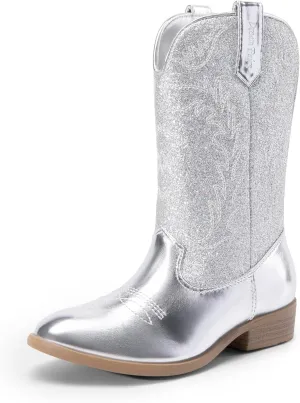 DREAM PAIRS Cowgirl Cowboy Western Boots Girls Mid Calf Riding Shoes Little Kid/Big Kid