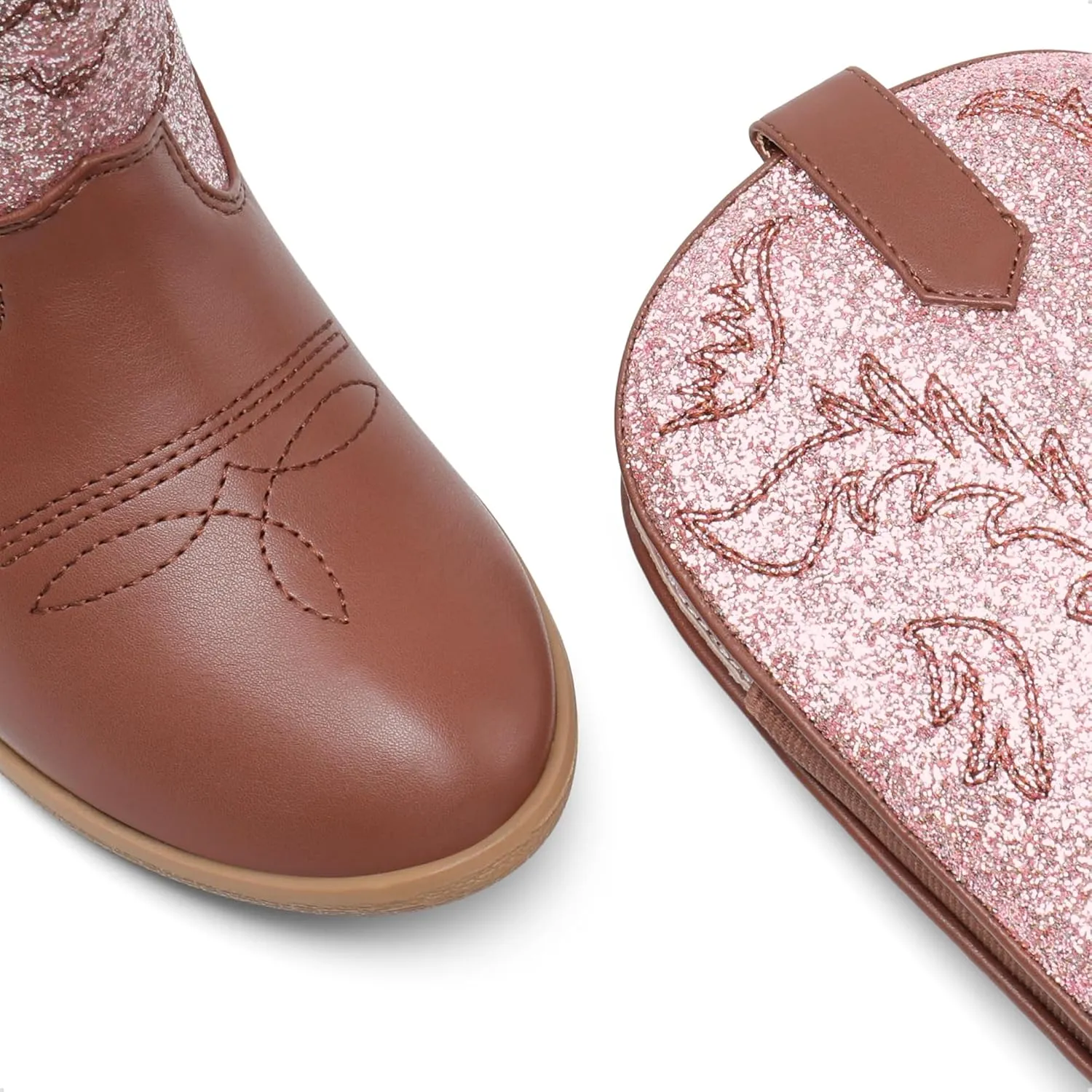 DREAM PAIRS Cowgirl Cowboy Western Boots Girls Mid Calf Riding Shoes Little Kid/Big Kid