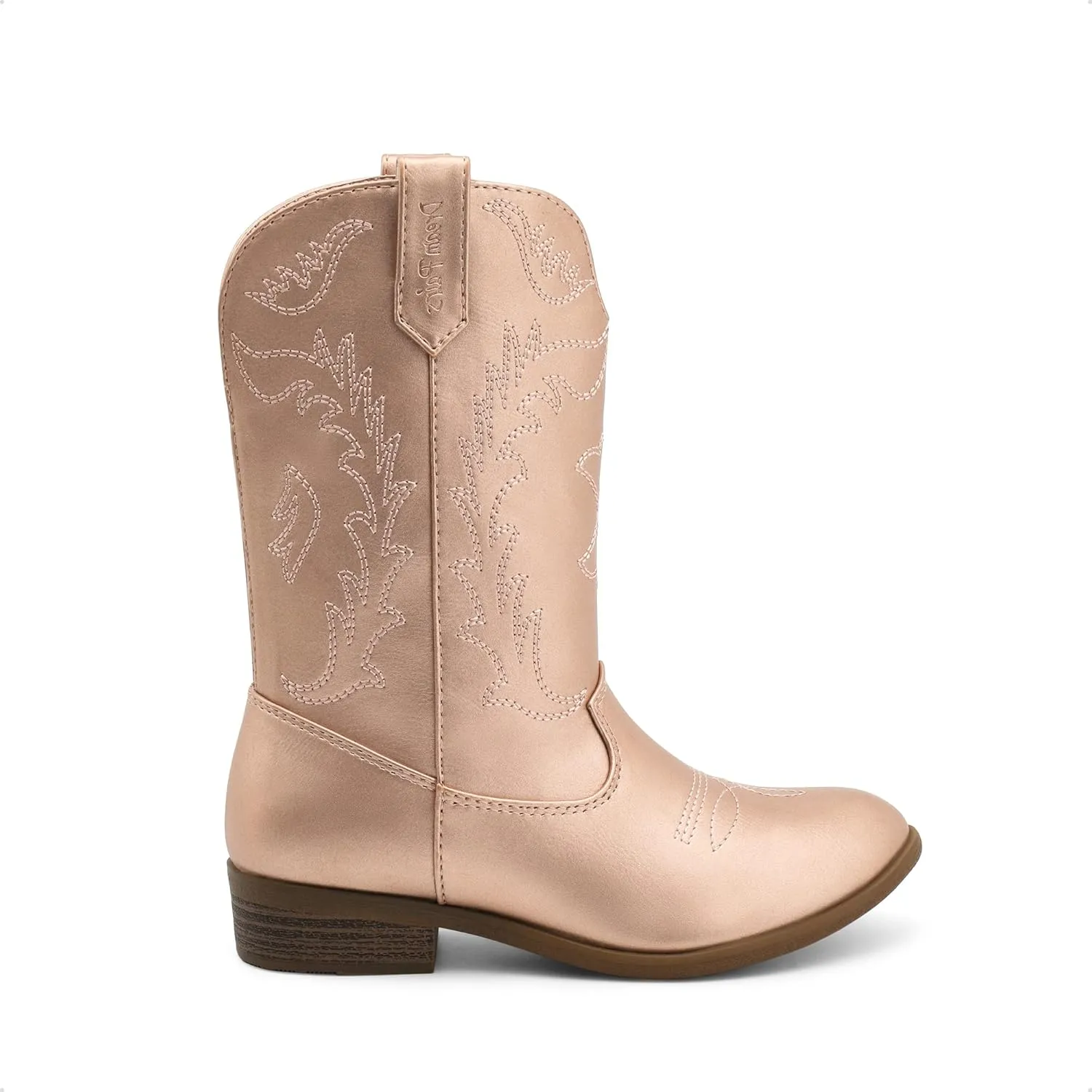 DREAM PAIRS Cowgirl Cowboy Western Boots Girls Mid Calf Riding Shoes Little Kid/Big Kid