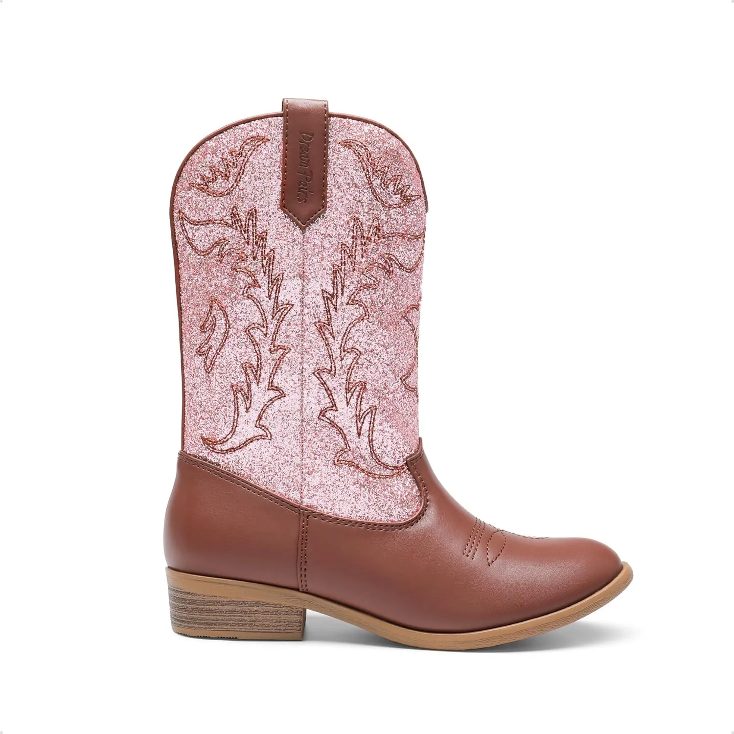 DREAM PAIRS Cowgirl Cowboy Western Boots Girls Mid Calf Riding Shoes Little Kid/Big Kid
