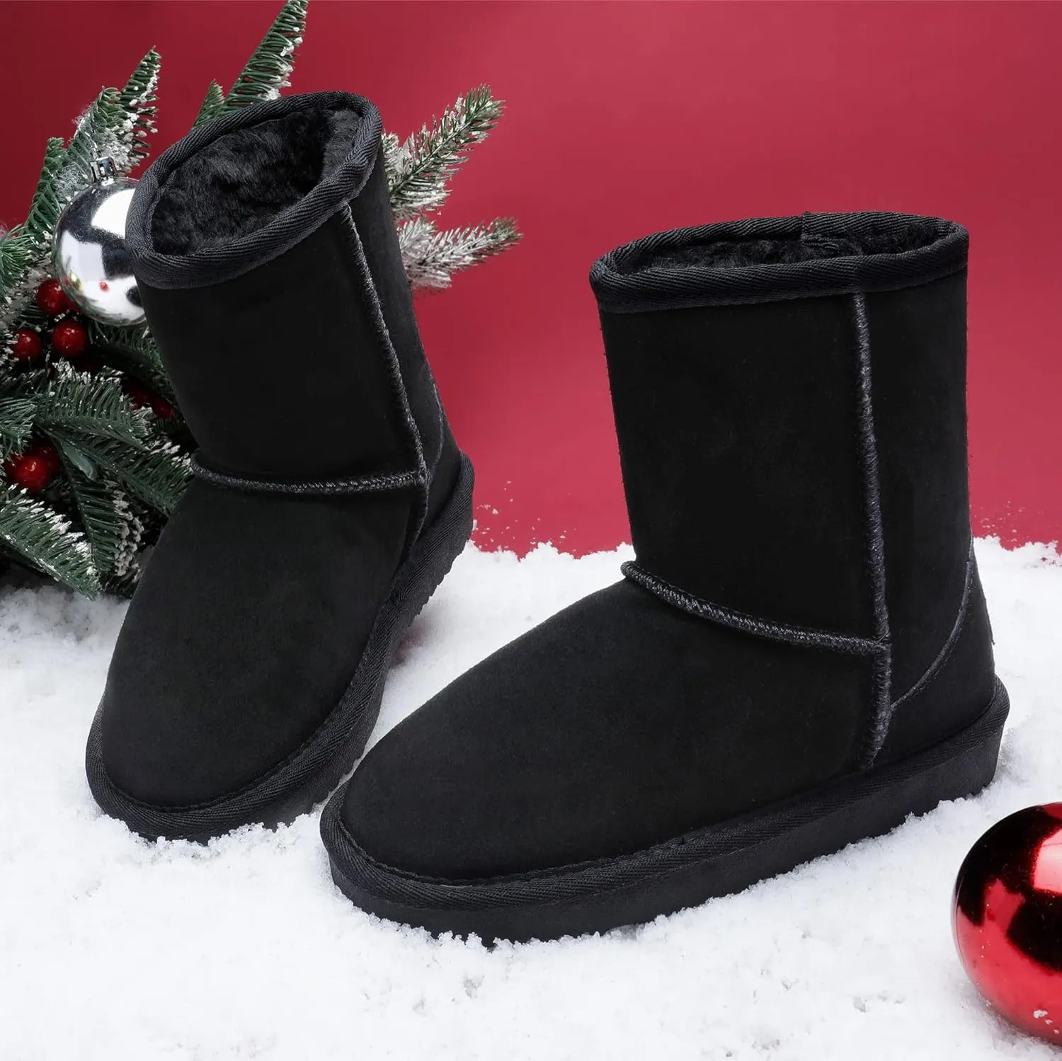 DREAM PAIRS Girls Boys Boots Kids Faux Fur Lined Winter Snow FuzzyClassic Kid's Mid Boot