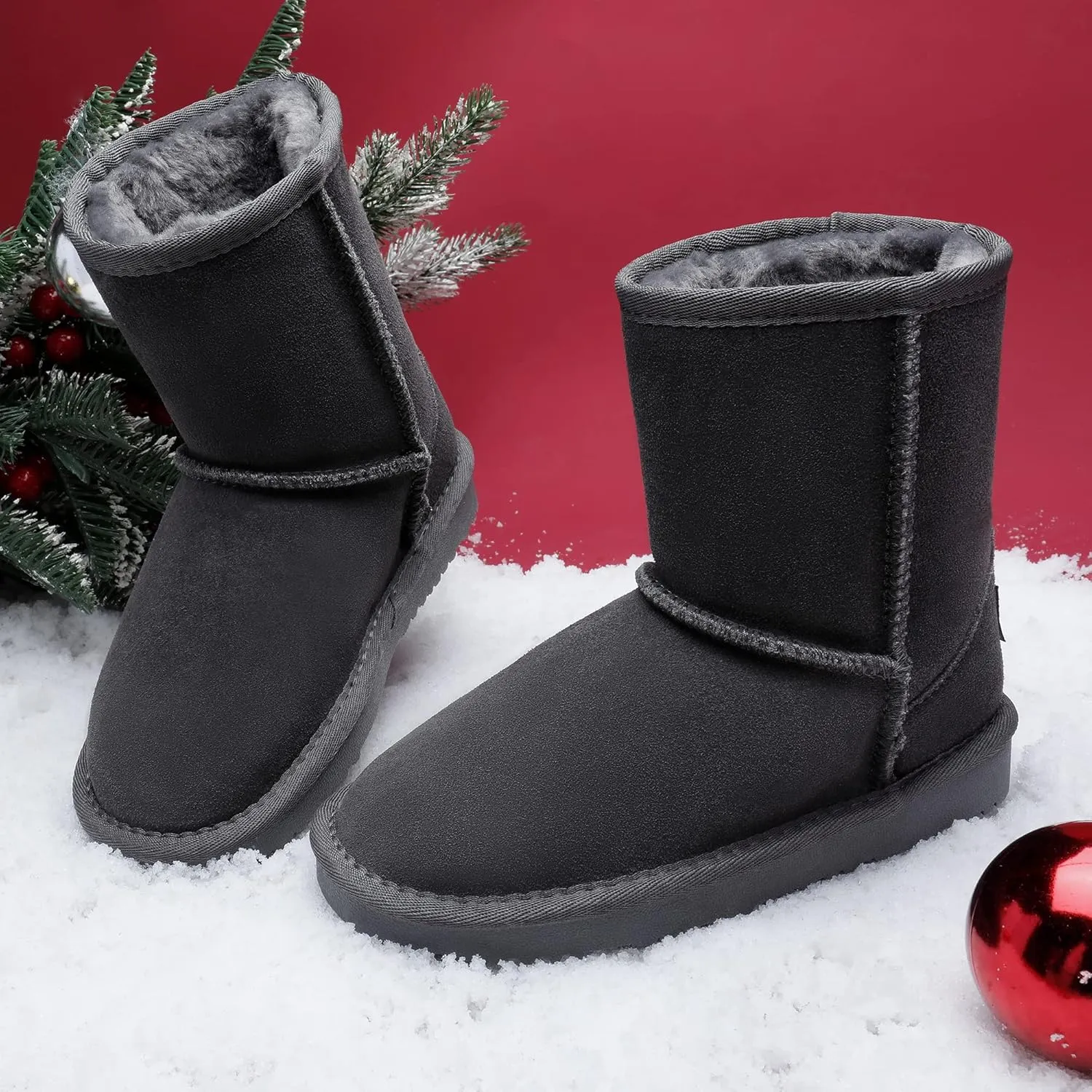 DREAM PAIRS Girls Boys Boots Kids Faux Fur Lined Winter Snow FuzzyClassic Kid's Mid Boot