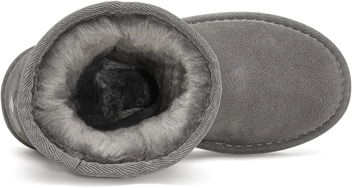 DREAM PAIRS Girls Boys Boots Kids Faux Fur Lined Winter Snow FuzzyClassic Kid's Mid Boot
