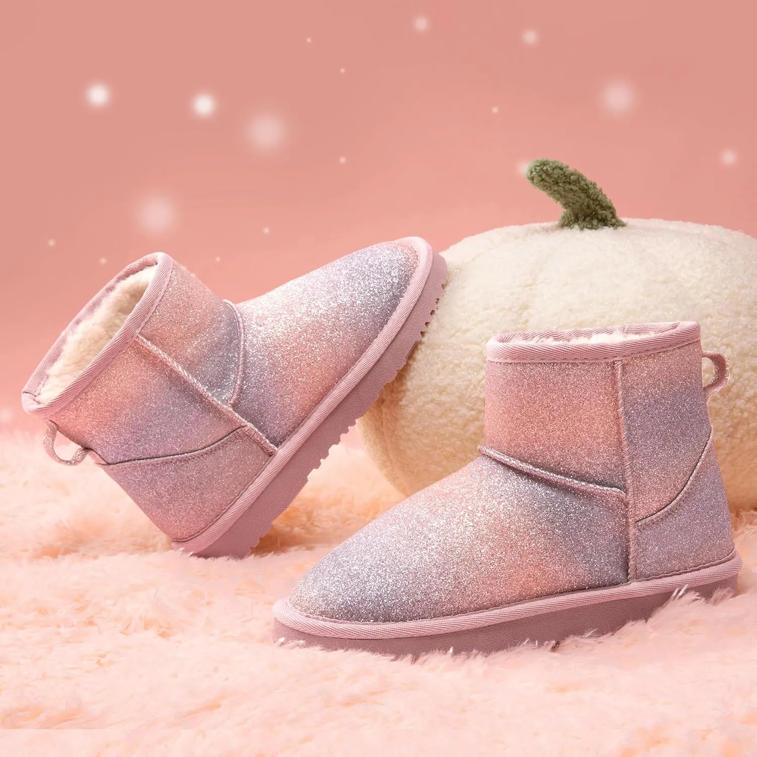 DREAM PAIRS Girls Boys Boots Kids Winter Ankle Faux Fur Lined Snow Shoes FuzzyClassic Kid's Low Boot for Toddler/Little Kid/Big Kid