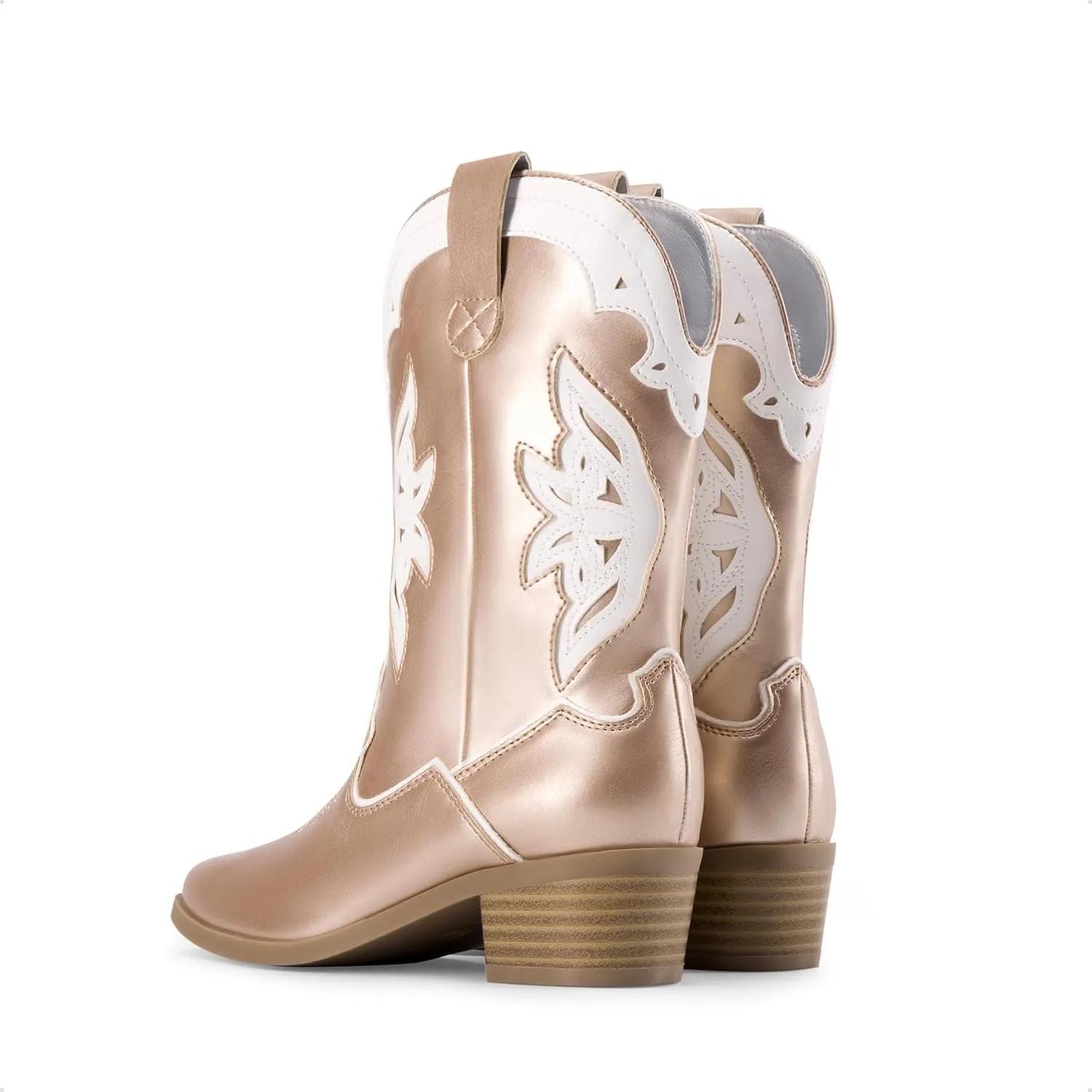 DREAM PAIRS Girls Cowgirl Cowboy Boots Western Fashion Mid Calf Boots