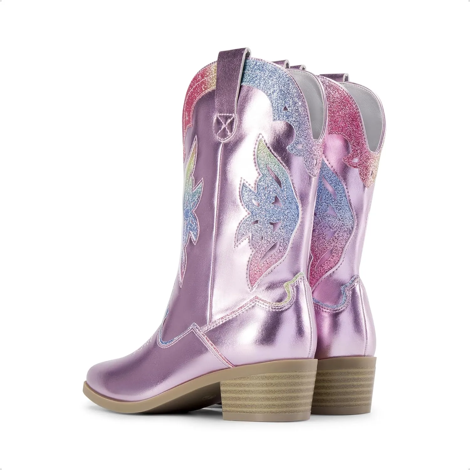 DREAM PAIRS Girls Cowgirl Cowboy Boots Western Fashion Mid Calf Boots