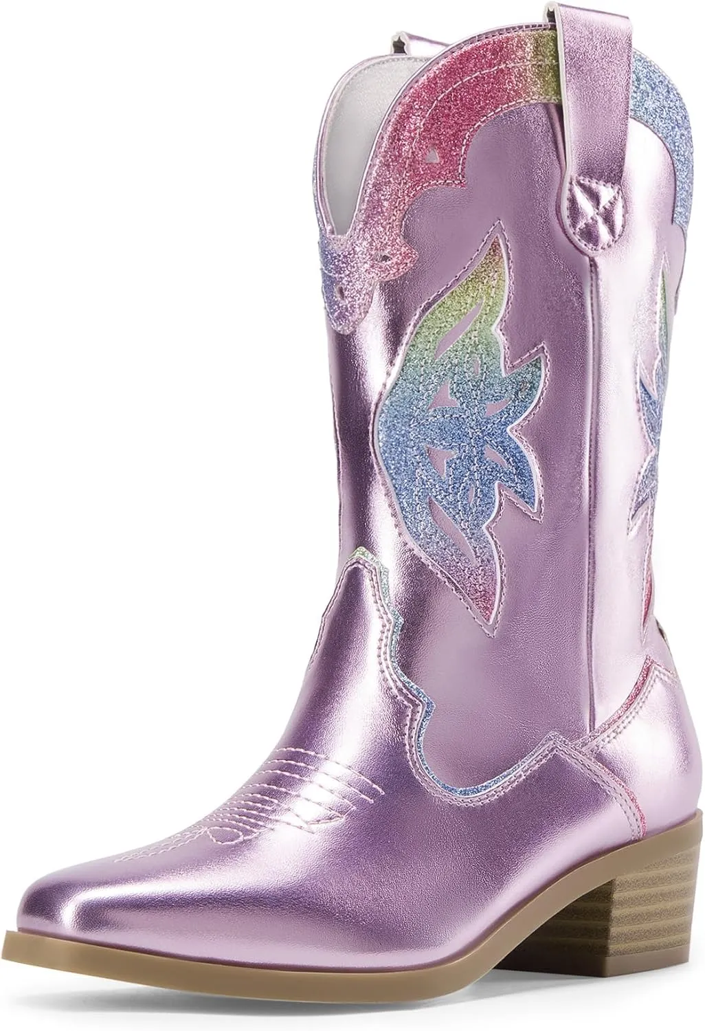 DREAM PAIRS Girls Cowgirl Cowboy Boots Western Fashion Mid Calf Boots