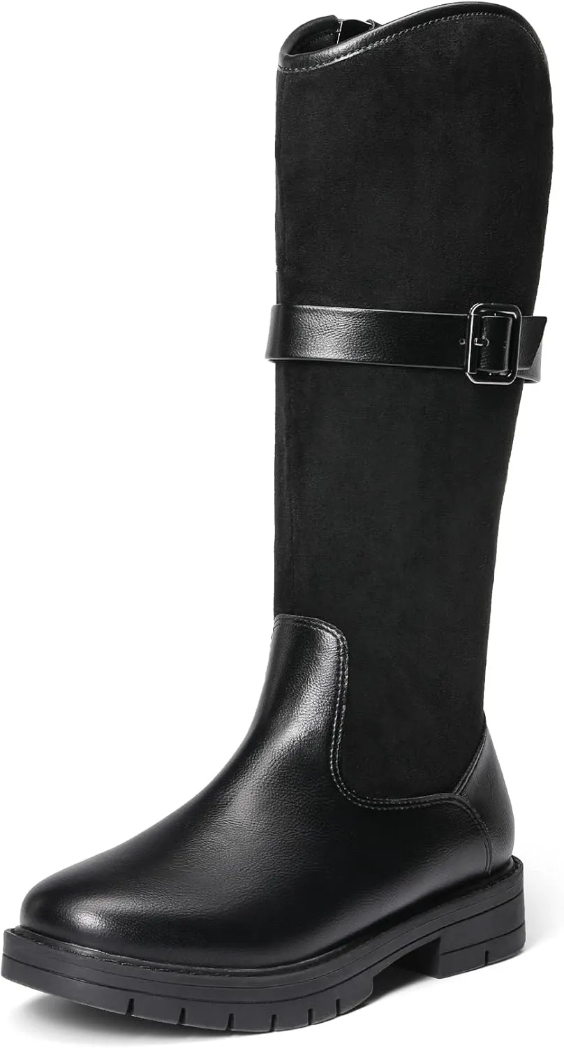 DREAM PAIRS Girls Knee High Buckle Fashion Riding Boots Little Kid/Big Kid