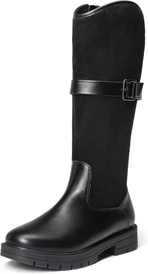 DREAM PAIRS Girls Knee High Buckle Fashion Riding Boots Little Kid/Big Kid