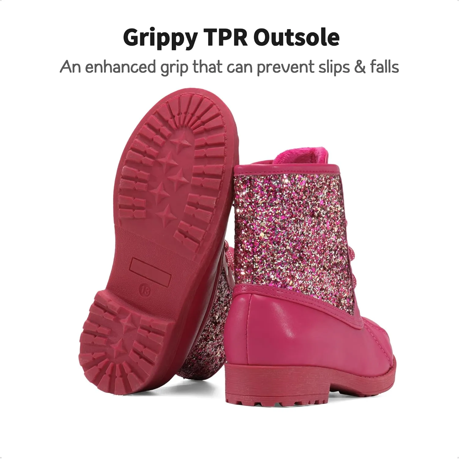 DREAM PAIRS Girls Side Zipper Glitter Ankle Boots(Toddler/Little Kid/Big Kid)