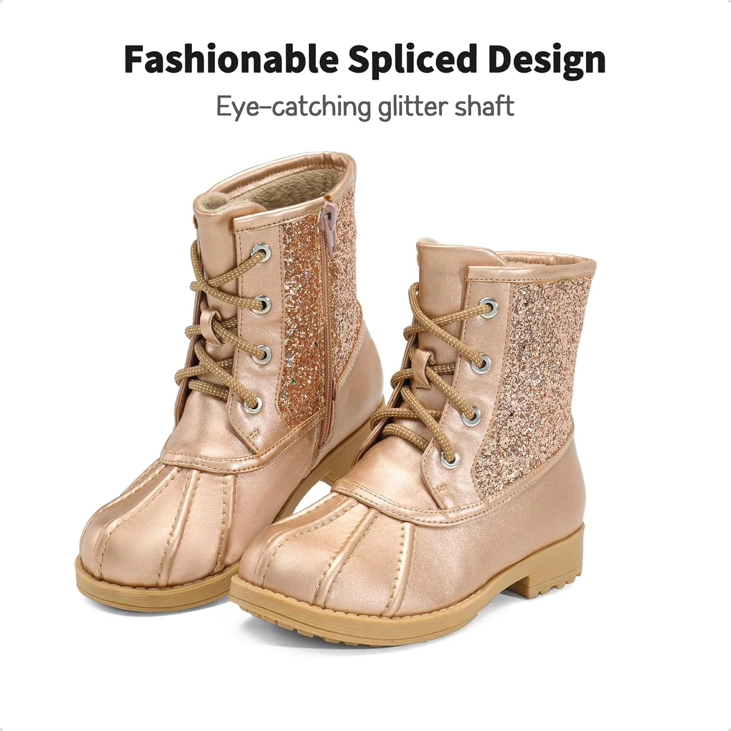 DREAM PAIRS Girls Side Zipper Glitter Ankle Boots(Toddler/Little Kid/Big Kid)