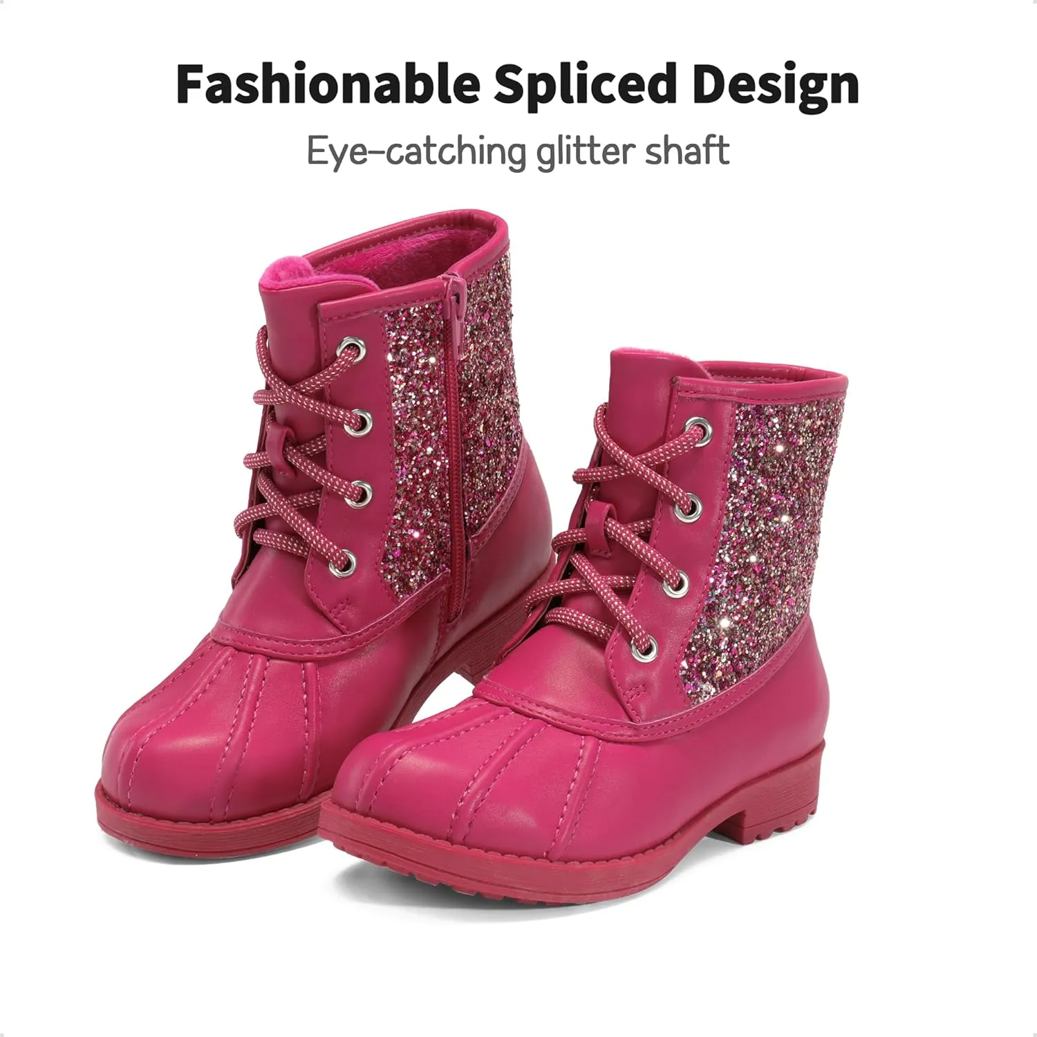 DREAM PAIRS Girls Side Zipper Glitter Ankle Boots(Toddler/Little Kid/Big Kid)
